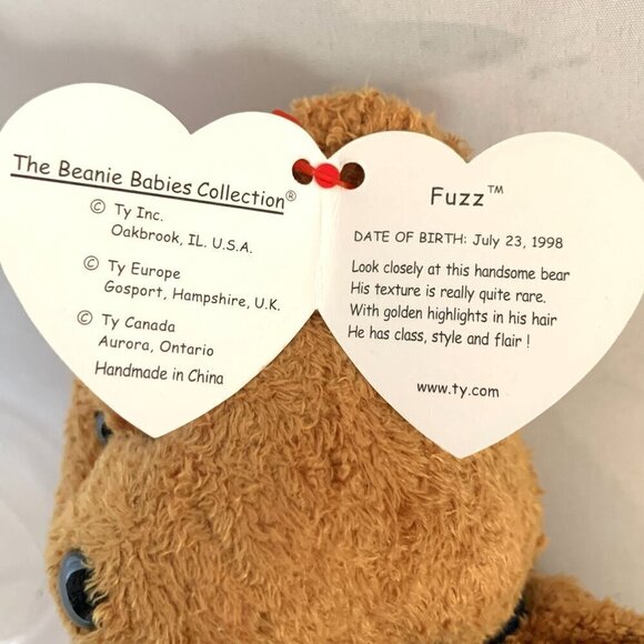TY Beanie Baby Fuzz The Bear Brown 8" 1999 With Original Hang Tag - Picture 3 of 8